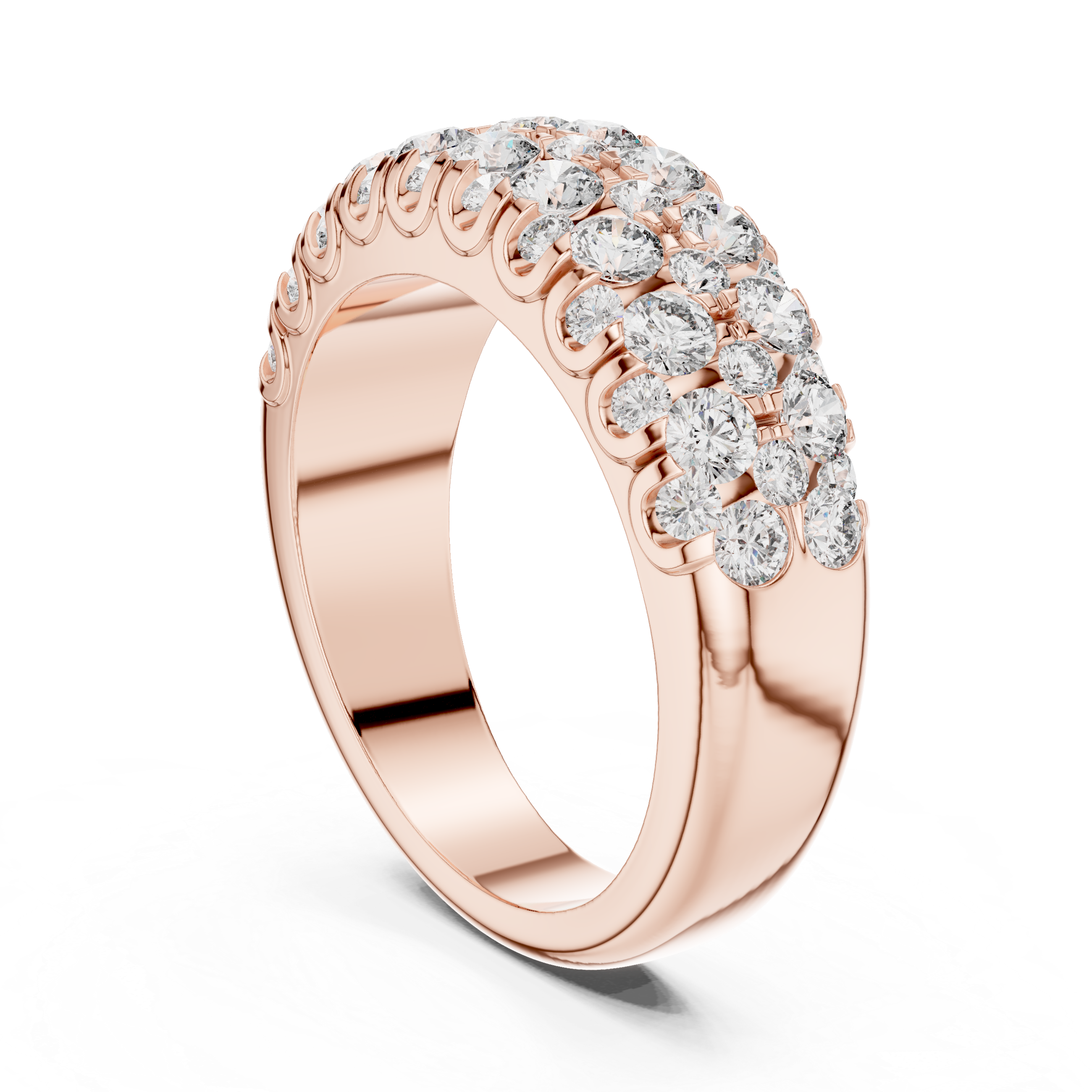 Multi-Row U-Cut Pave Diamond Band