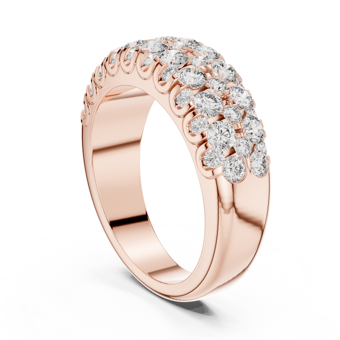 Multi-Row U-Cut Pave Diamond Band
