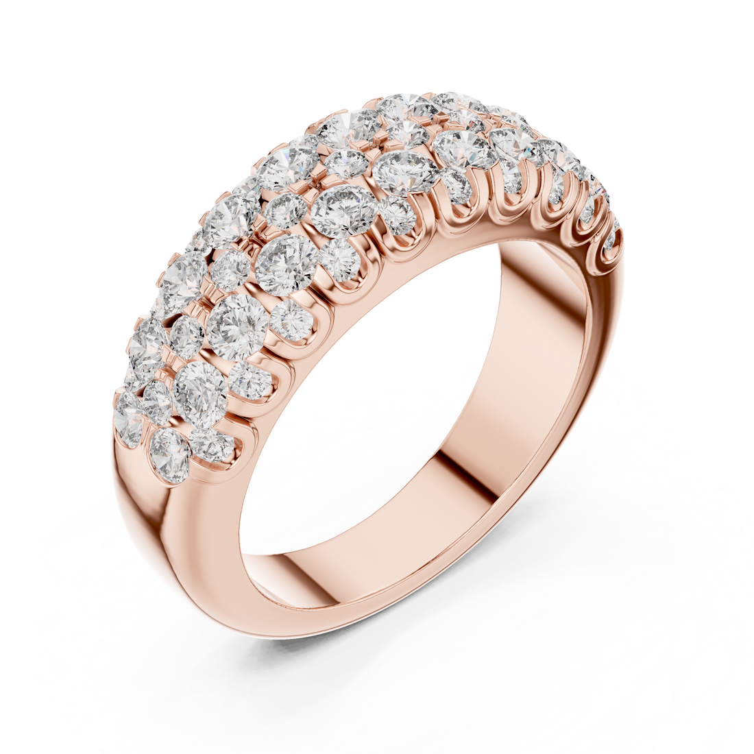 Multi-Row U-Cut Pave Diamond Band