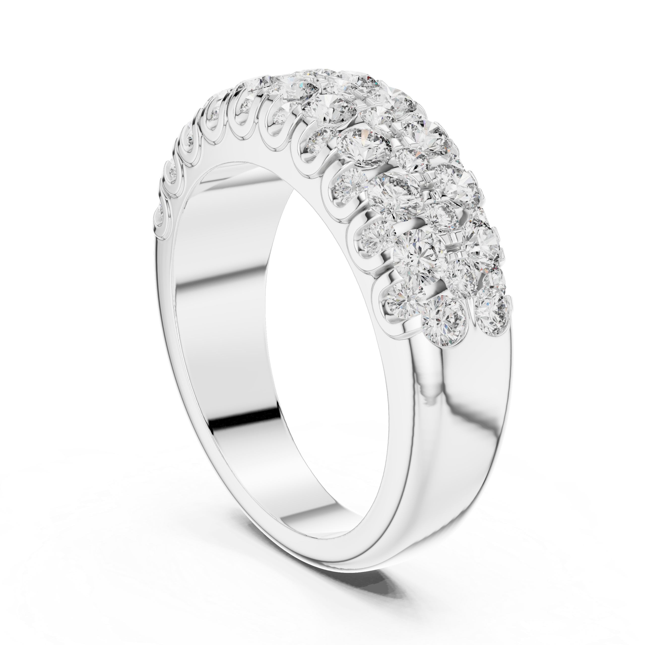 Multi-Row U-Cut Pave Diamond Band