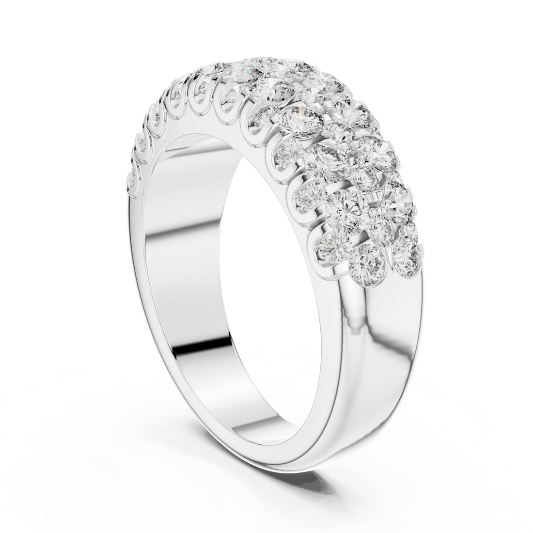 Multi-Row U-Cut Pave Diamond Band