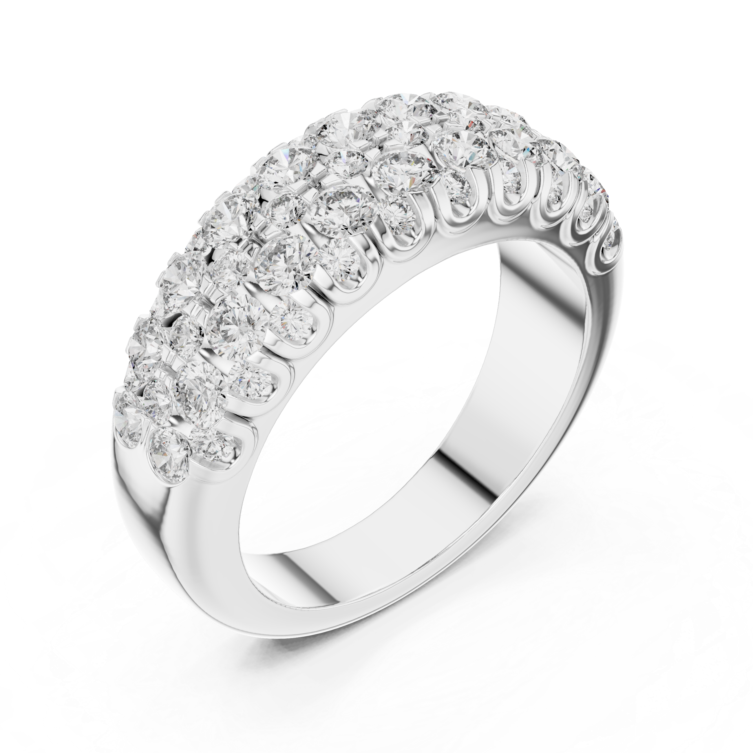 Multi-Row U-Cut Pave Diamond Band