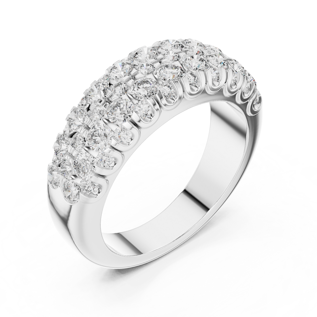 Multi-Row U-Cut Pave Diamond Band