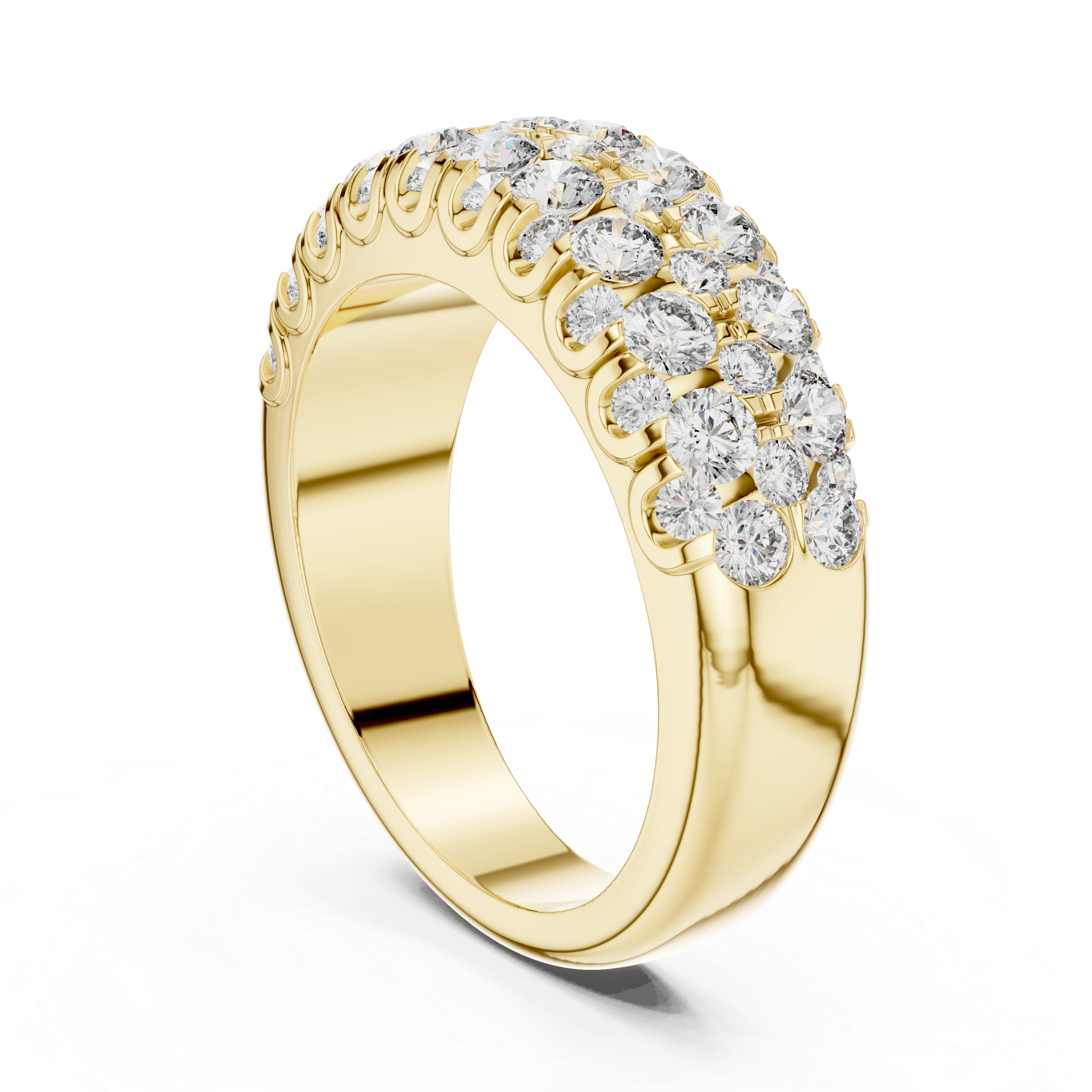 Multi-Row U-Cut Pave Diamond Band