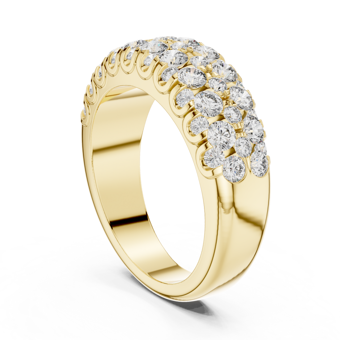 Multi-Row U-Cut Pave Diamond Band