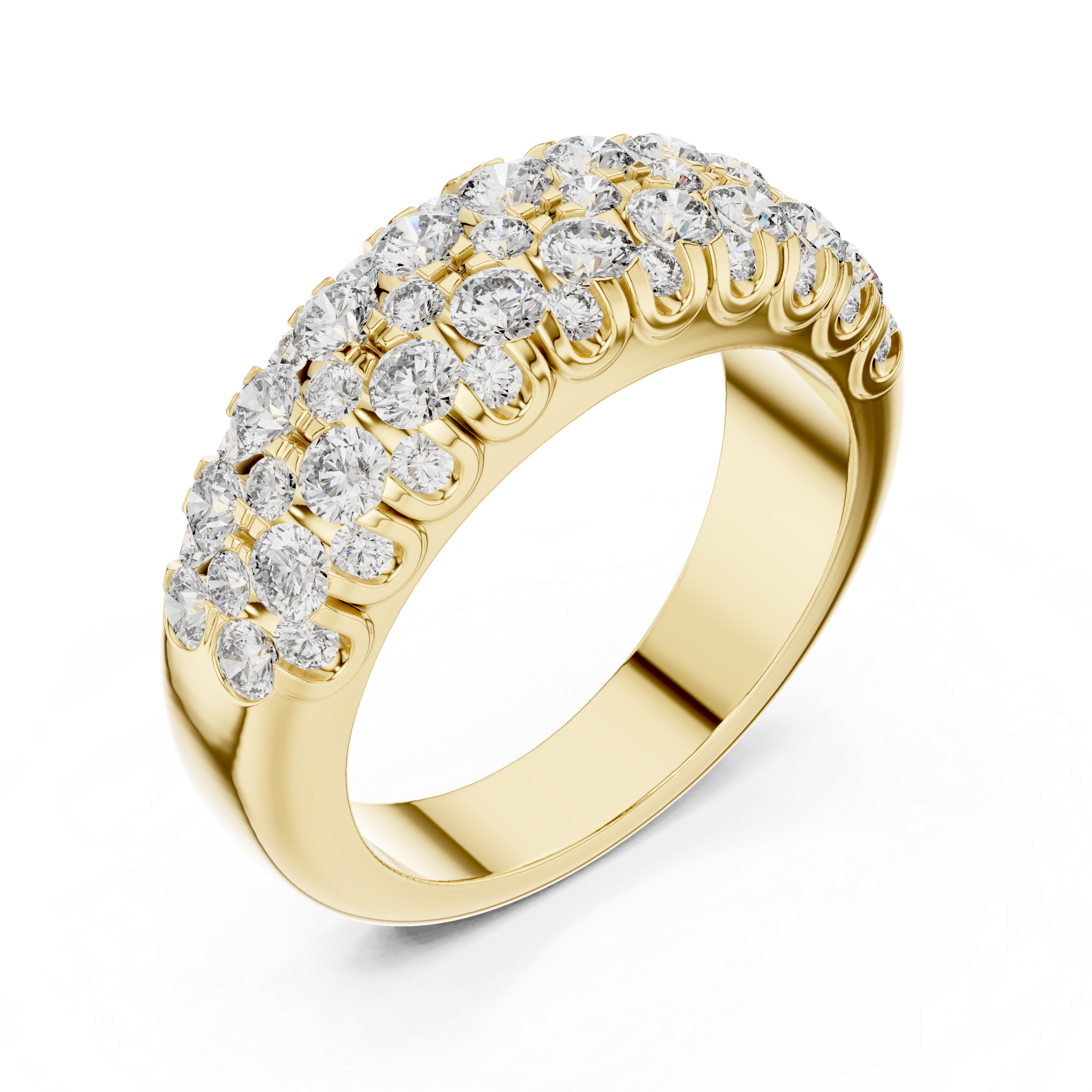Multi-Row U-Cut Pave Diamond Band