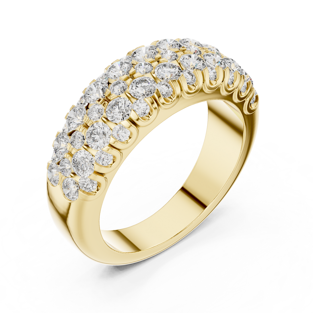 Multi-Row U-Cut Pave Diamond Band