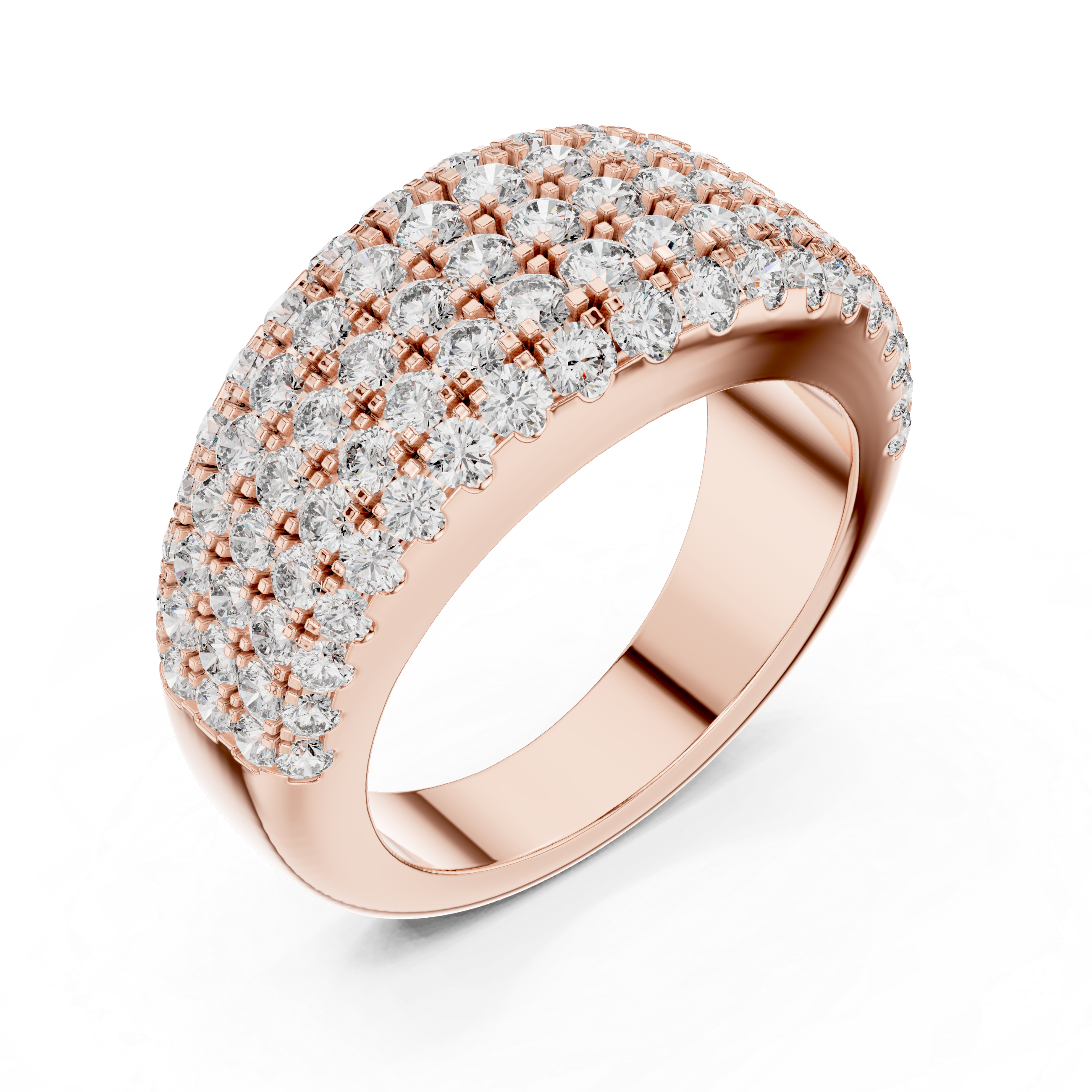 Multi-Row U-Cut Pave Diamond Statement Band