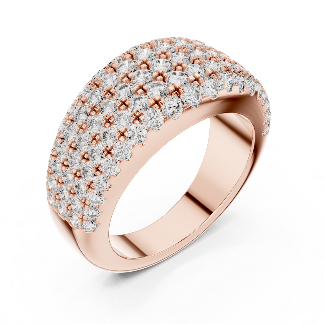 Multi-Row U-Cut Pave Diamond Statement Band