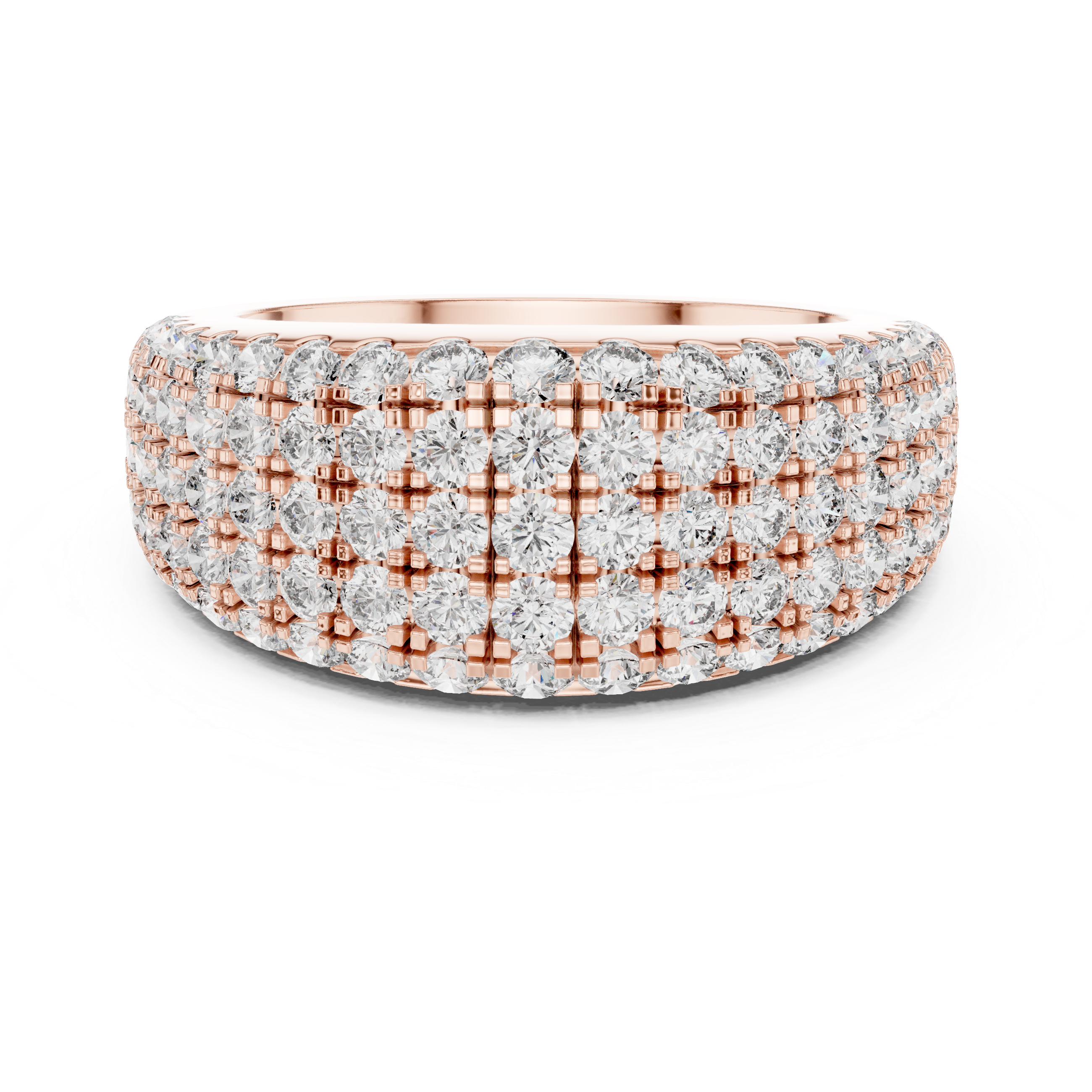 Multi-Row U-Cut Pave Diamond Statement Band
