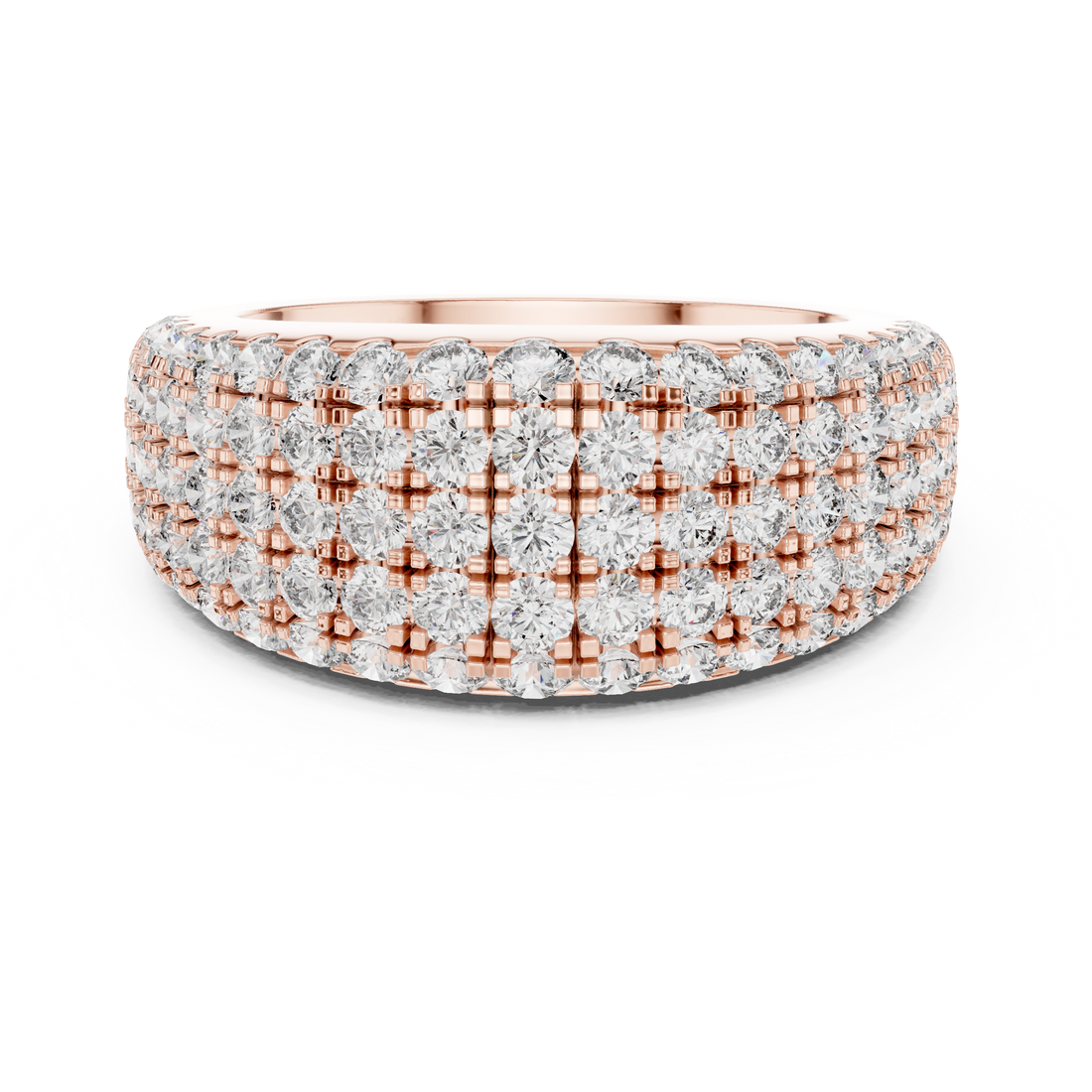 Multi-Row U-Cut Pave Diamond Statement Band