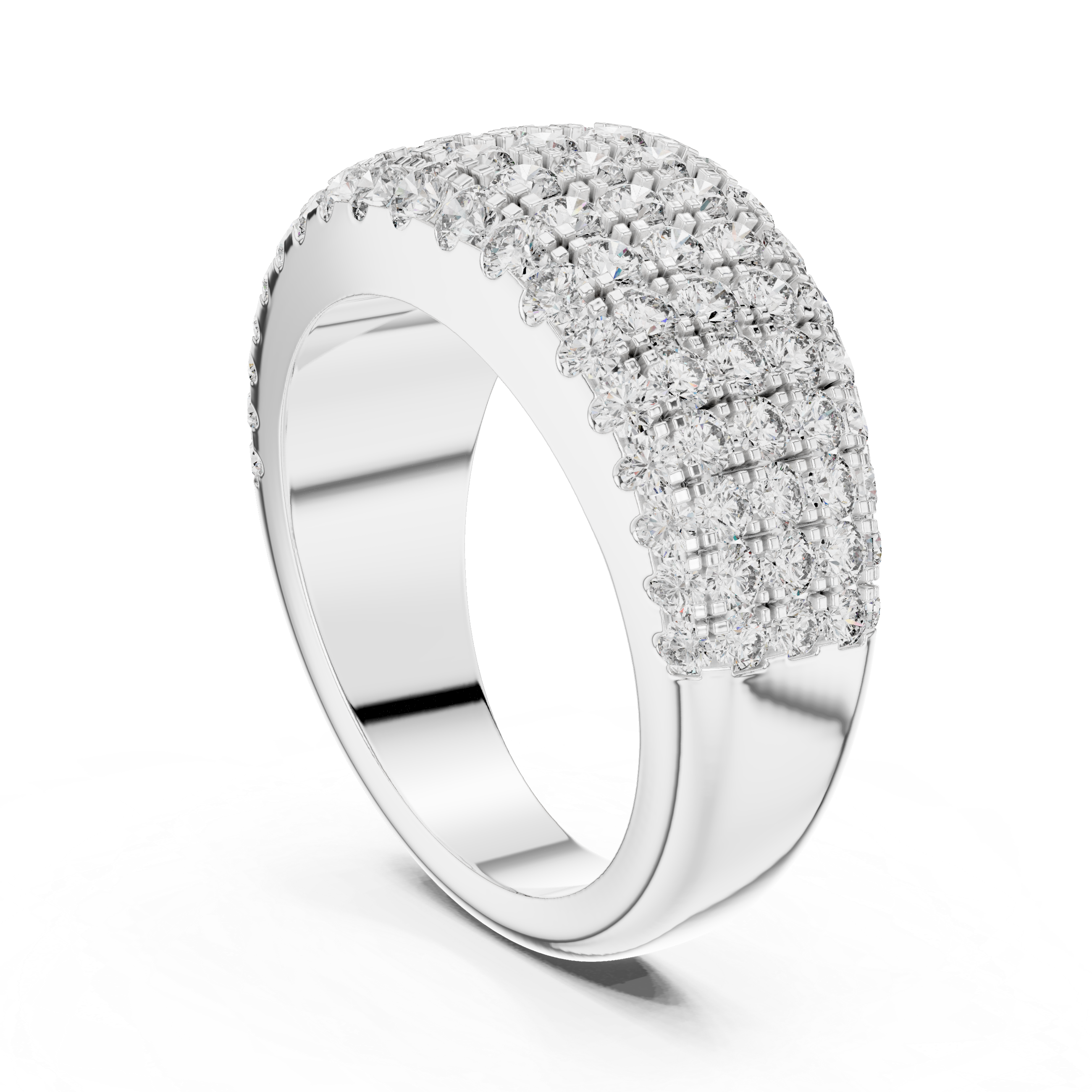 Multi-Row U-Cut Pave Diamond Statement Band