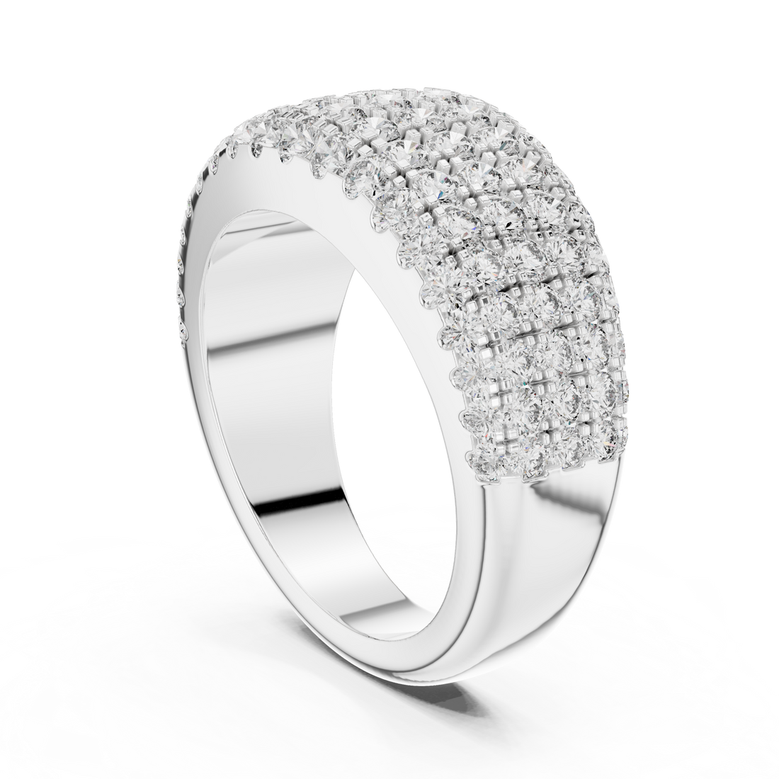 Multi-Row U-Cut Pave Diamond Statement Band
