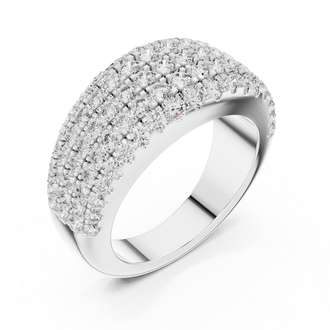 Multi-Row U-Cut Pave Diamond Statement Band