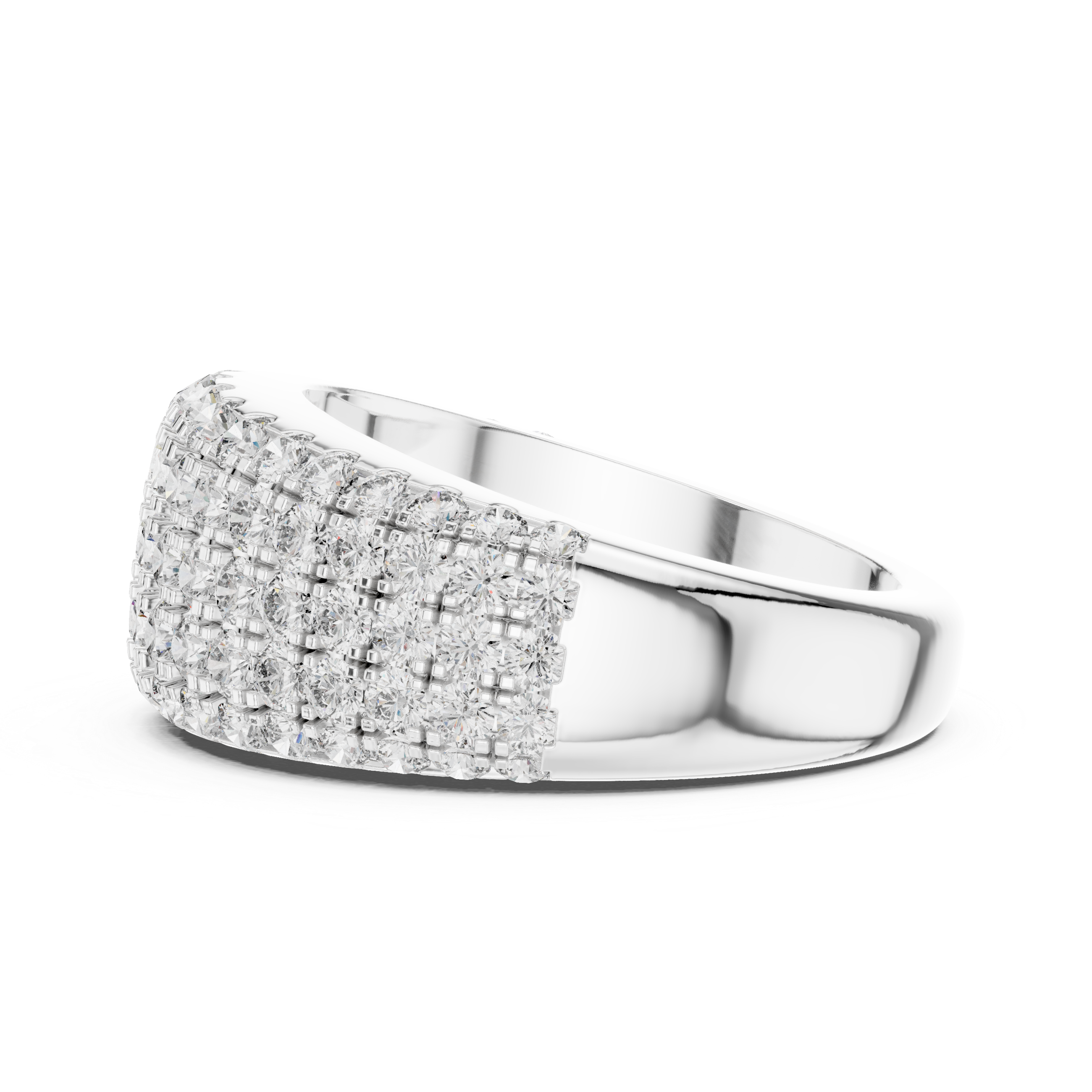 Multi-Row U-Cut Pave Diamond Statement Band