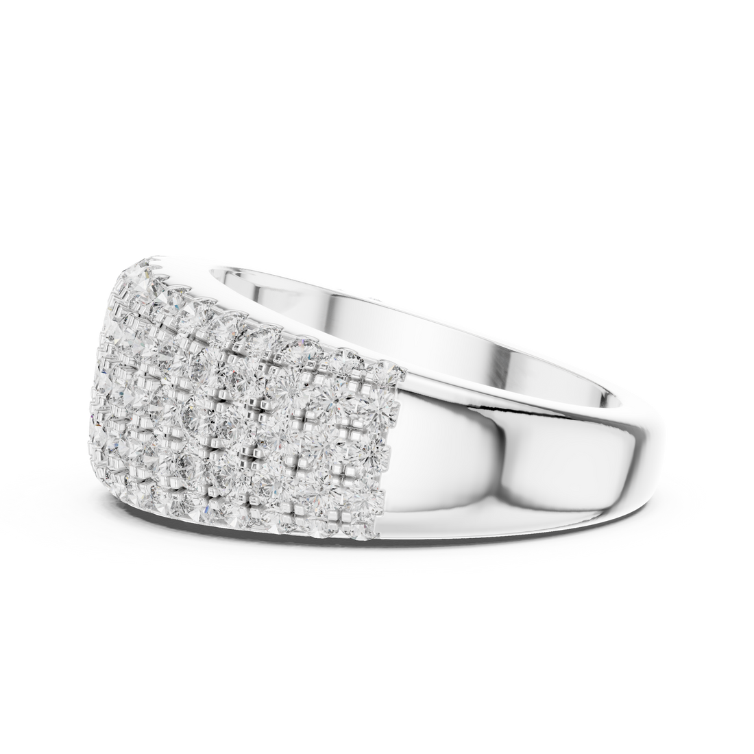 Multi-Row U-Cut Pave Diamond Statement Band