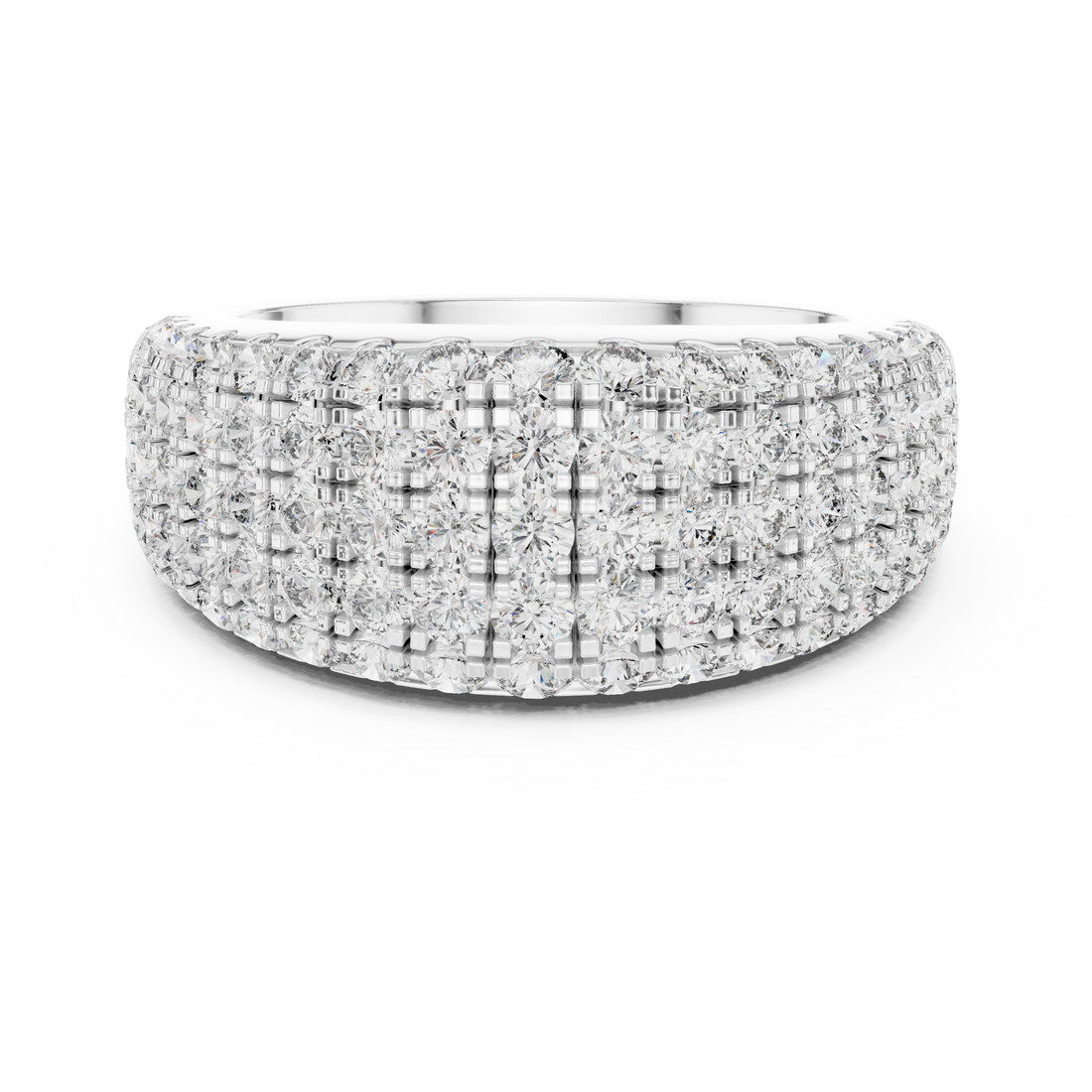 Multi-Row U-Cut Pave Diamond Statement Band