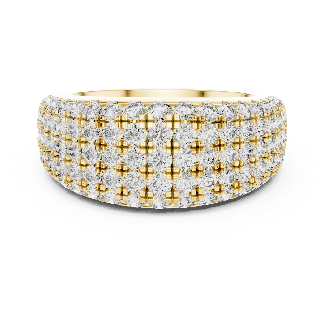 Multi-Row U-Cut Pave Diamond Statement Band