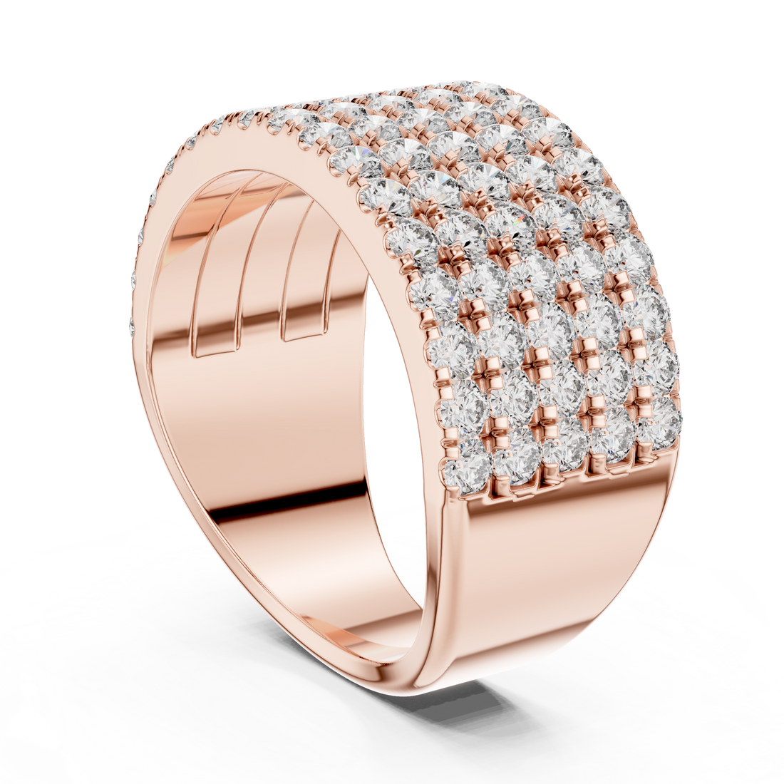 5-Row U-Cut Pave Diamond Statement Band