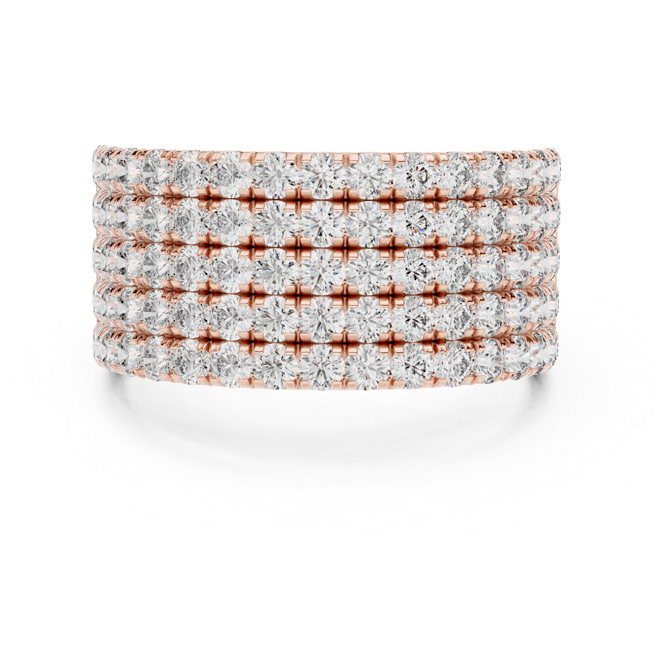 5-Row U-Cut Pave Diamond Statement Band