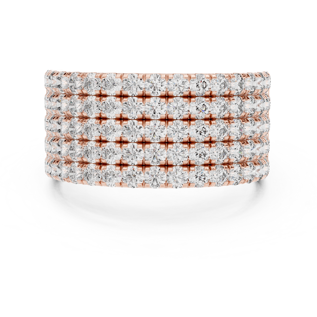 5-Row U-Cut Pave Diamond Statement Band