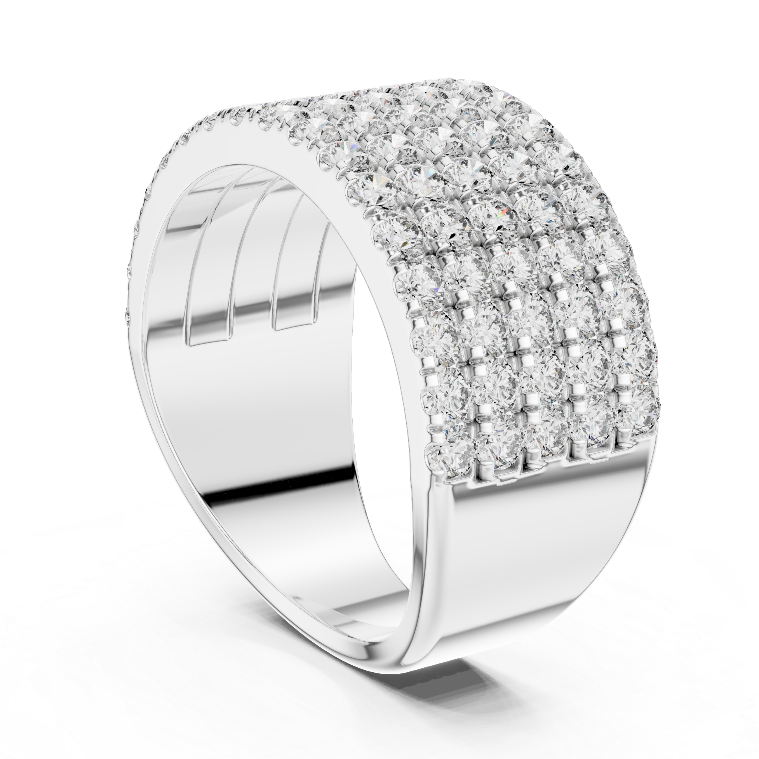 5-Row U-Cut Pave Diamond Statement Band