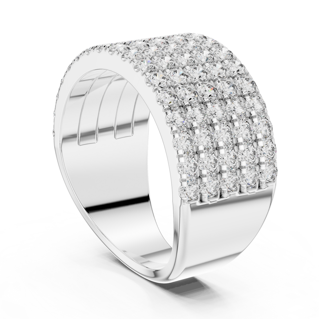 5-Row U-Cut Pave Diamond Statement Band
