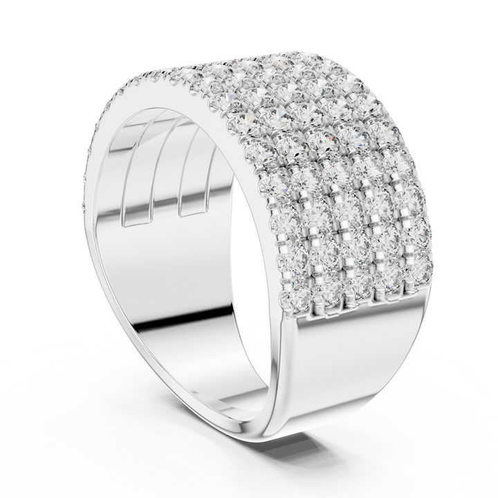 5-Row U-Cut Pave Diamond Statement Band