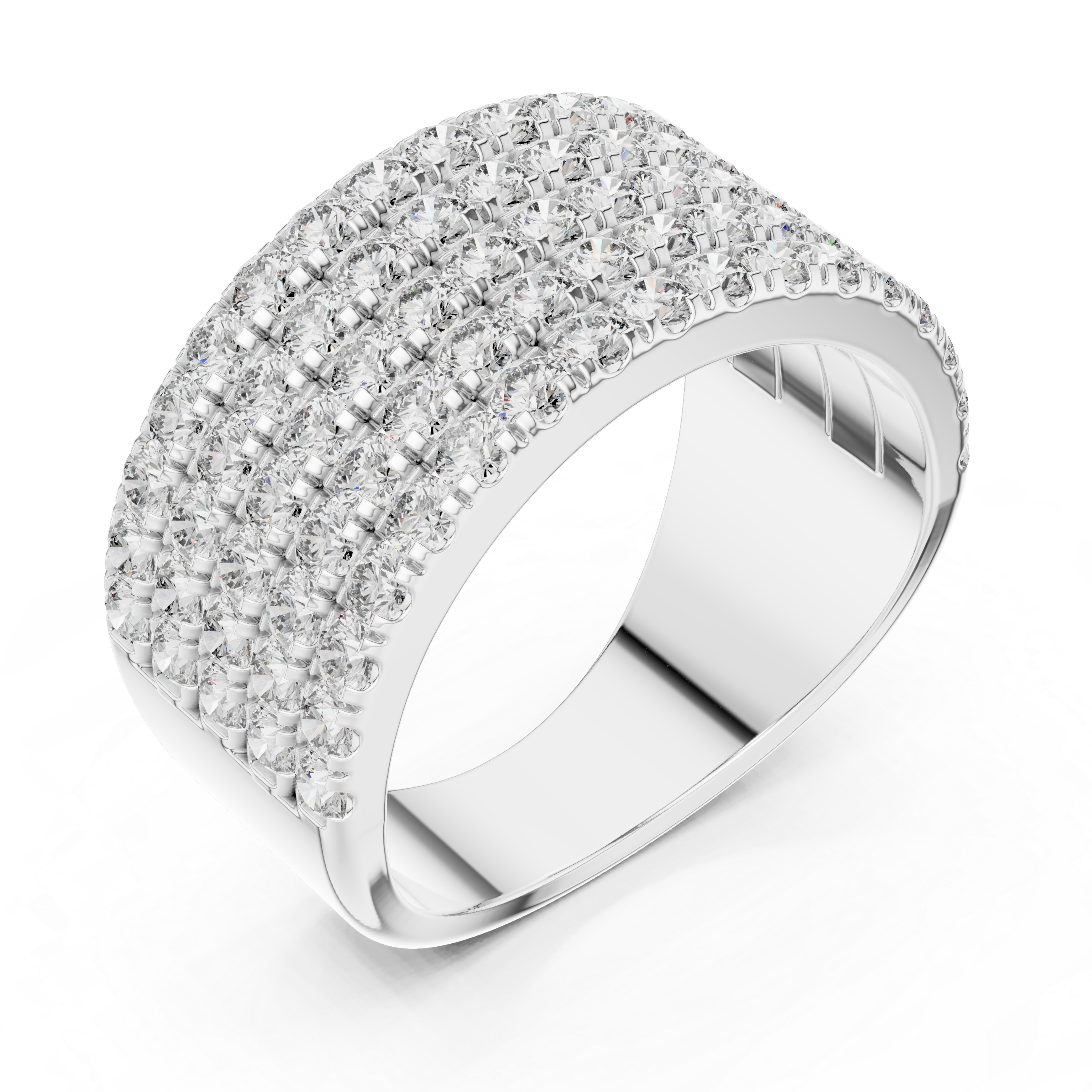 5-Row U-Cut Pave Diamond Statement Band
