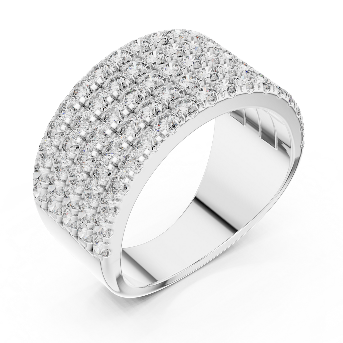 5-Row U-Cut Pave Diamond Statement Band