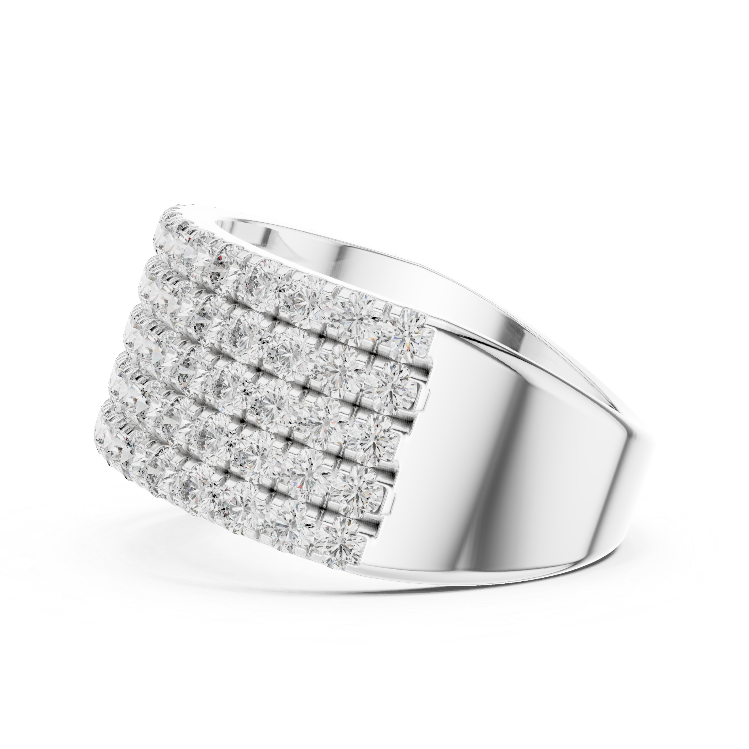 5-Row U-Cut Pave Diamond Statement Band