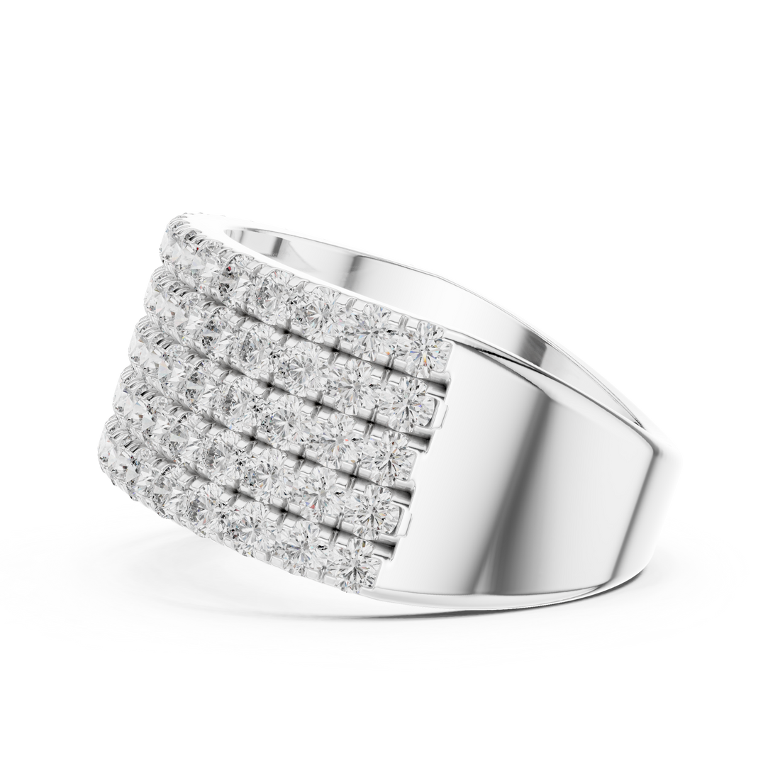 5-Row U-Cut Pave Diamond Statement Band
