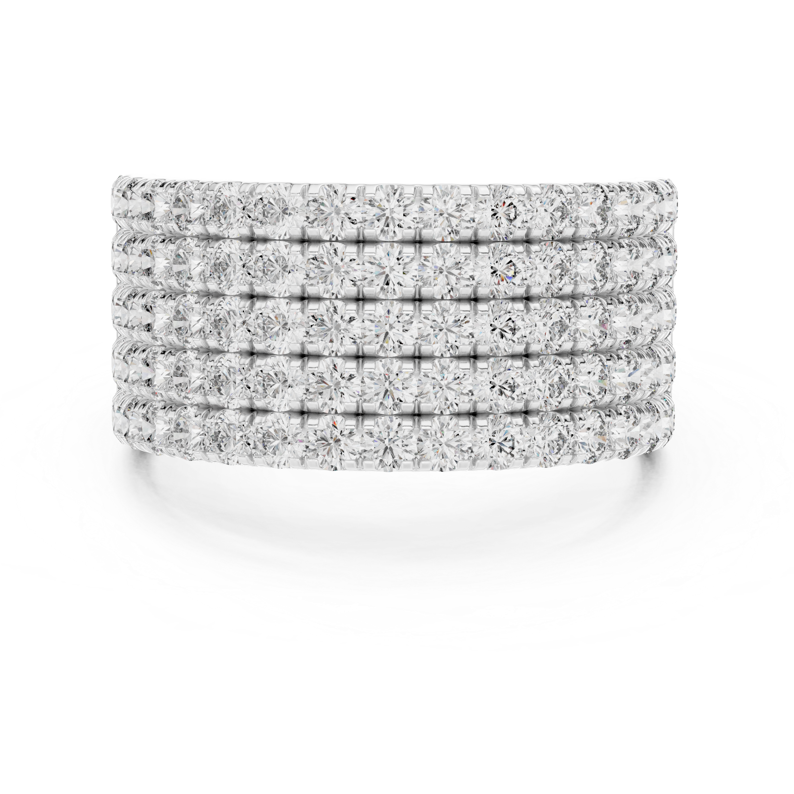 5-Row U-Cut Pave Diamond Statement Band