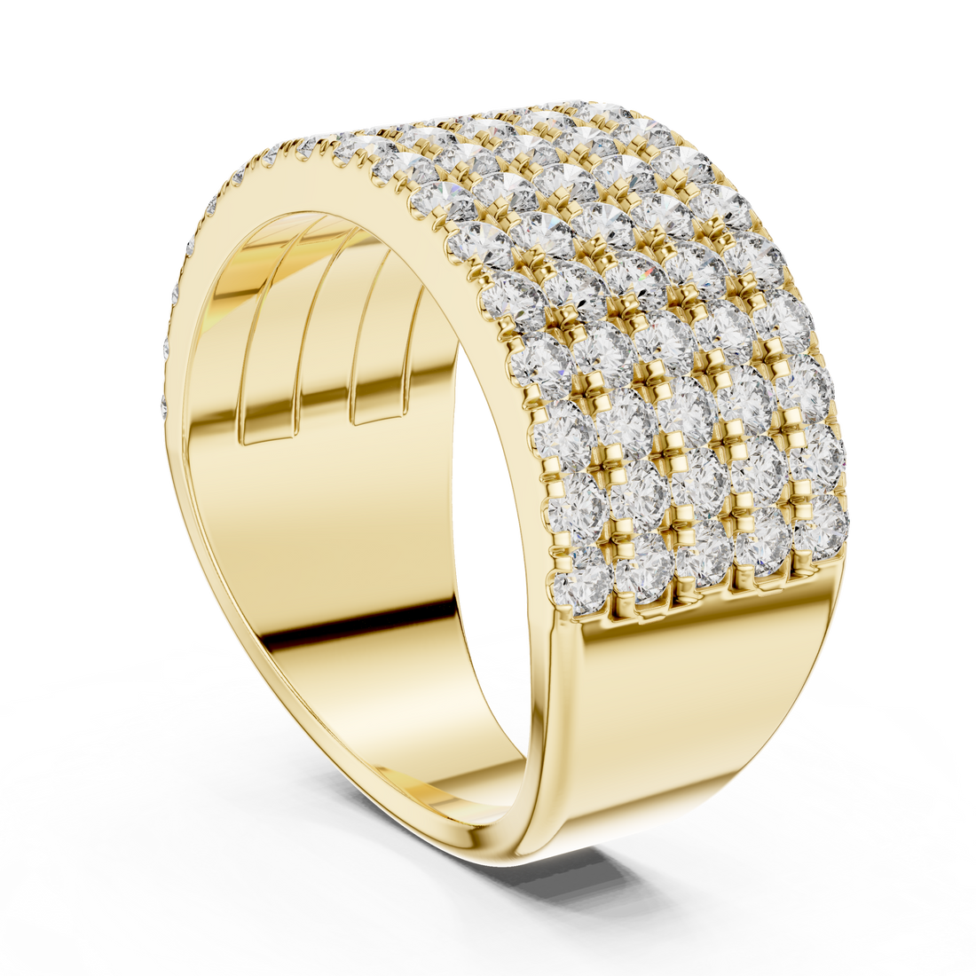 5-Row U-Cut Pave Diamond Statement Band