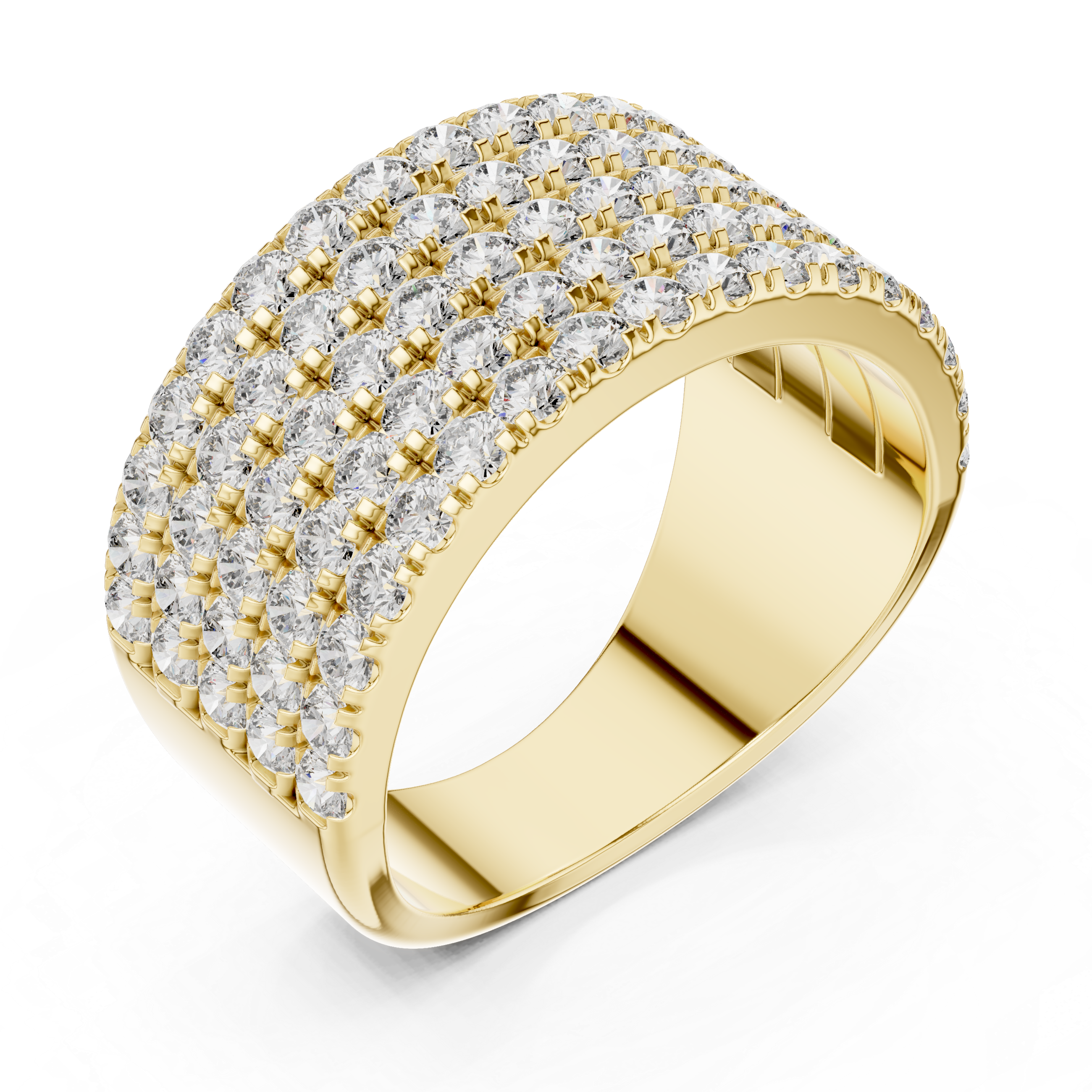 5-Row U-Cut Pave Diamond Statement Band