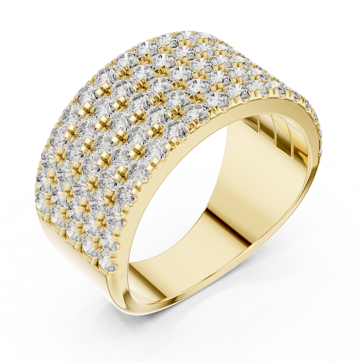5-Row U-Cut Pave Diamond Statement Band