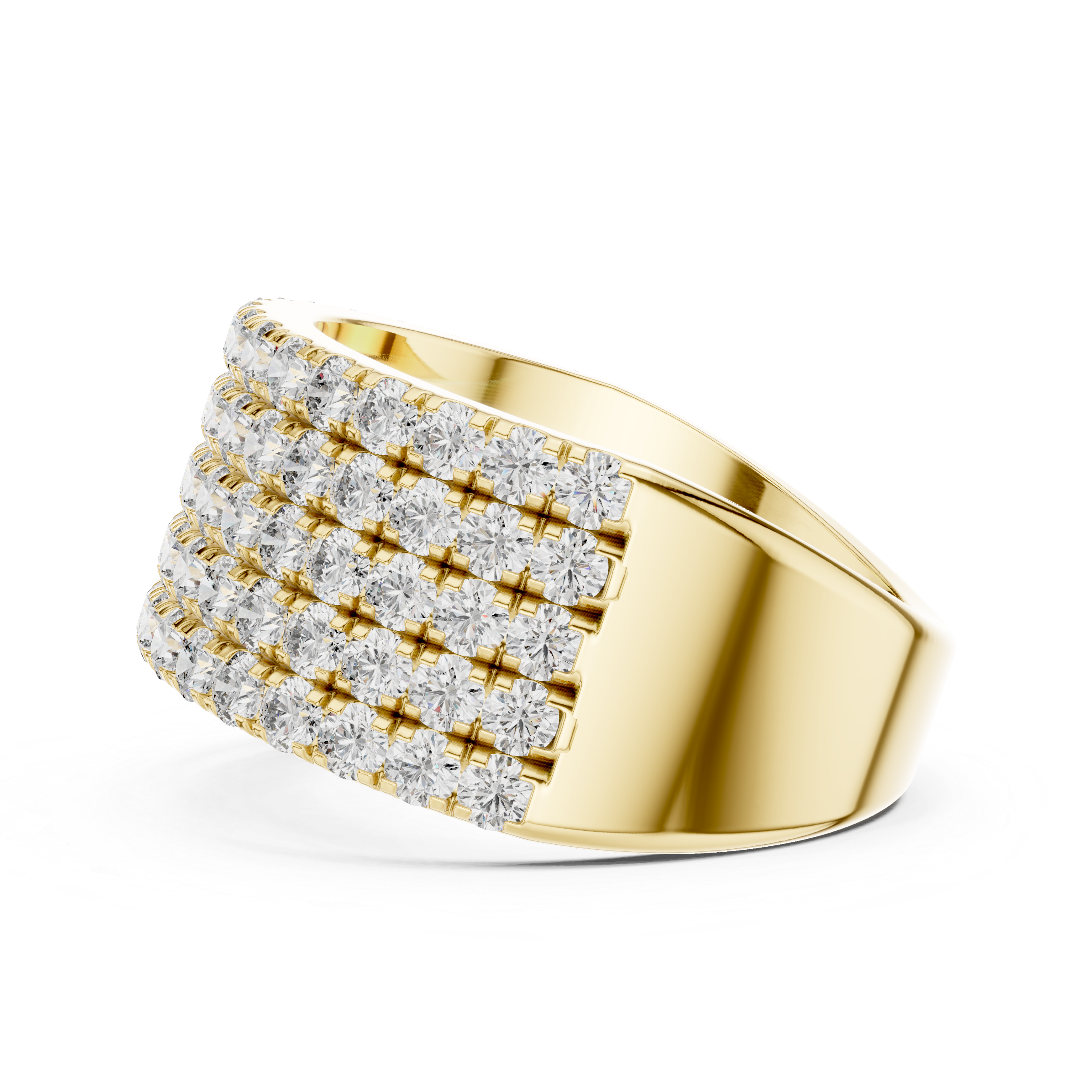5-Row U-Cut Pave Diamond Statement Band
