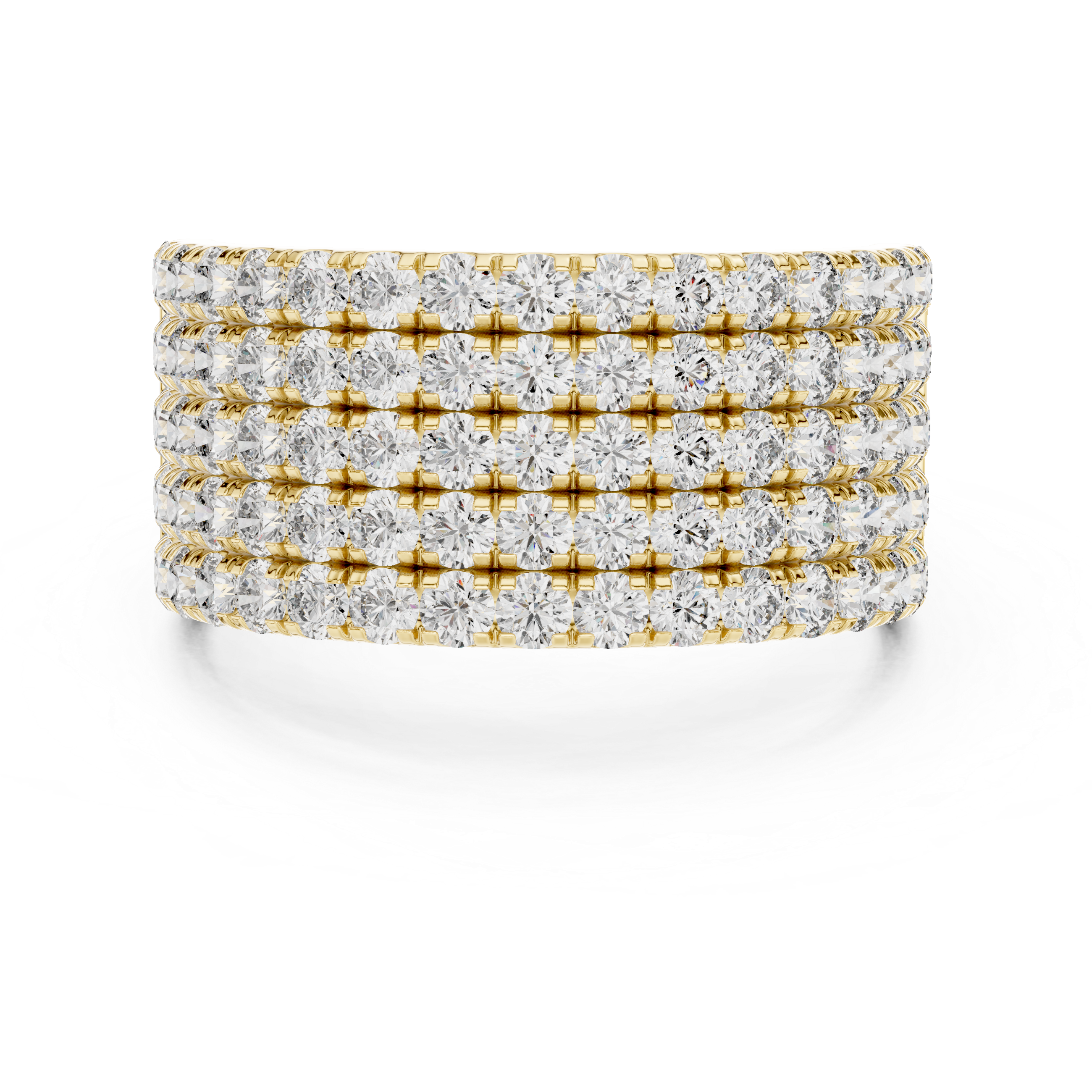 5-Row U-Cut Pave Diamond Statement Band