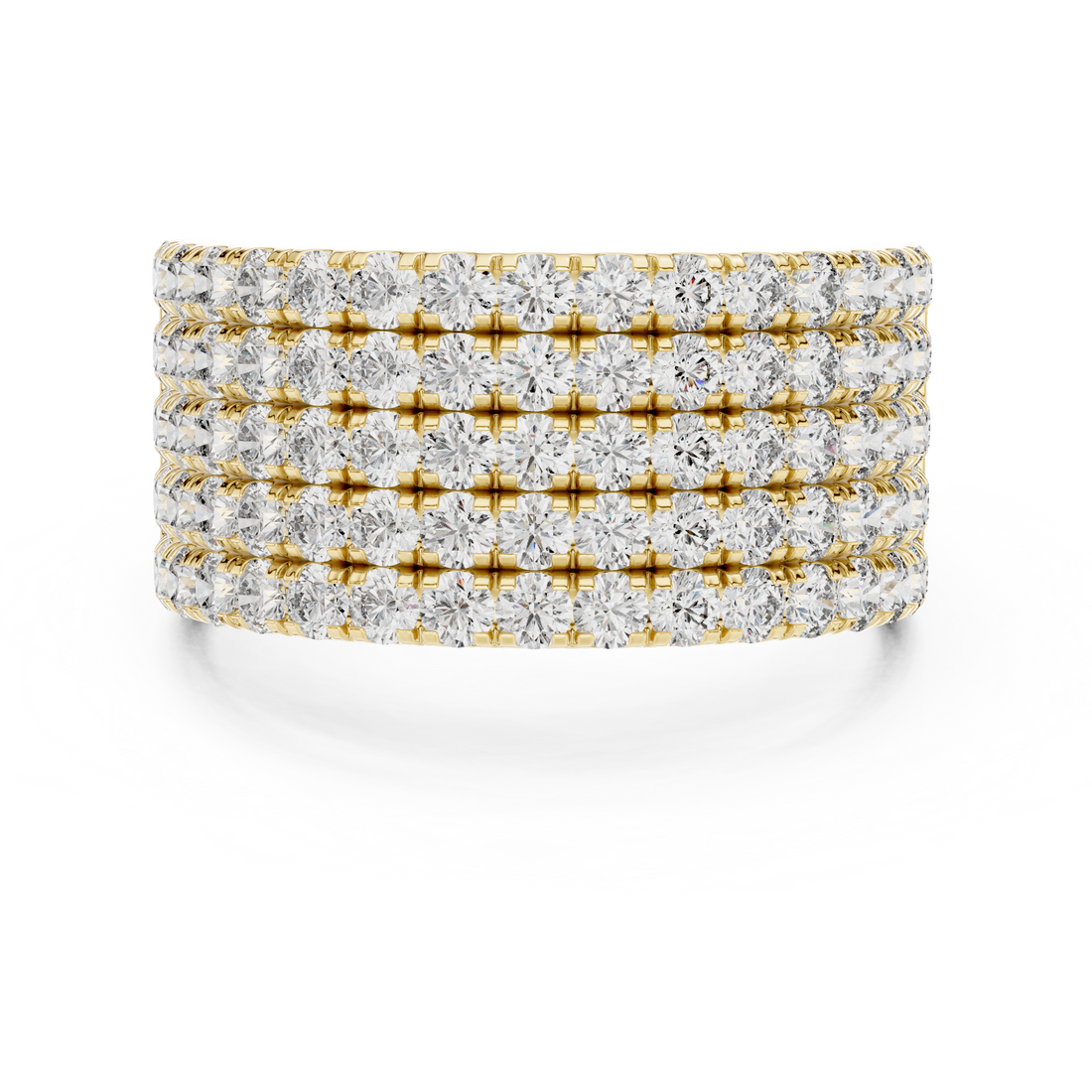 5-Row U-Cut Pave Diamond Statement Band