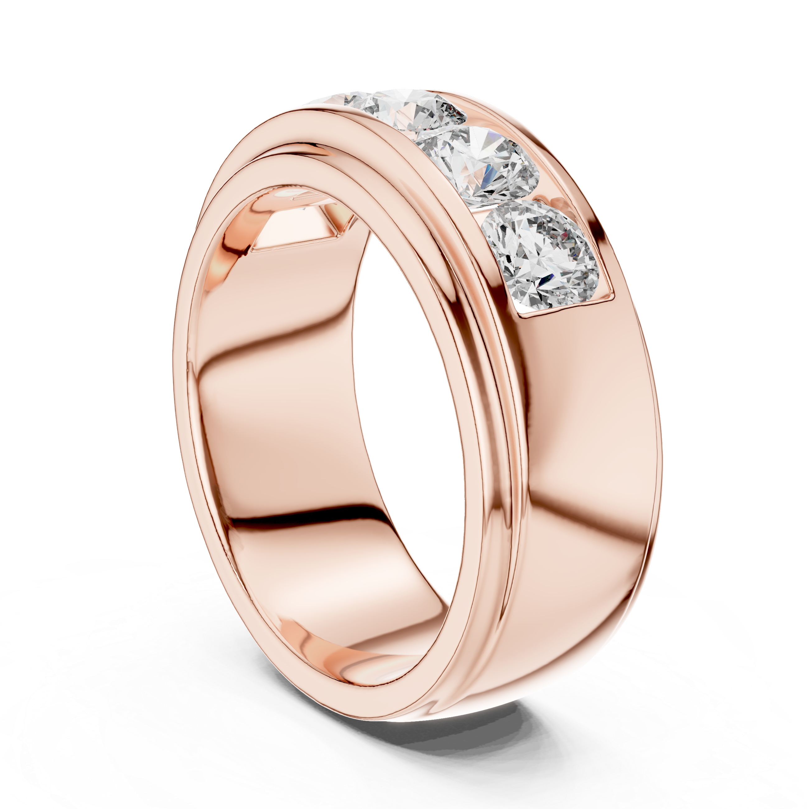 5-Stone Channel-Set Wide Diamond Band