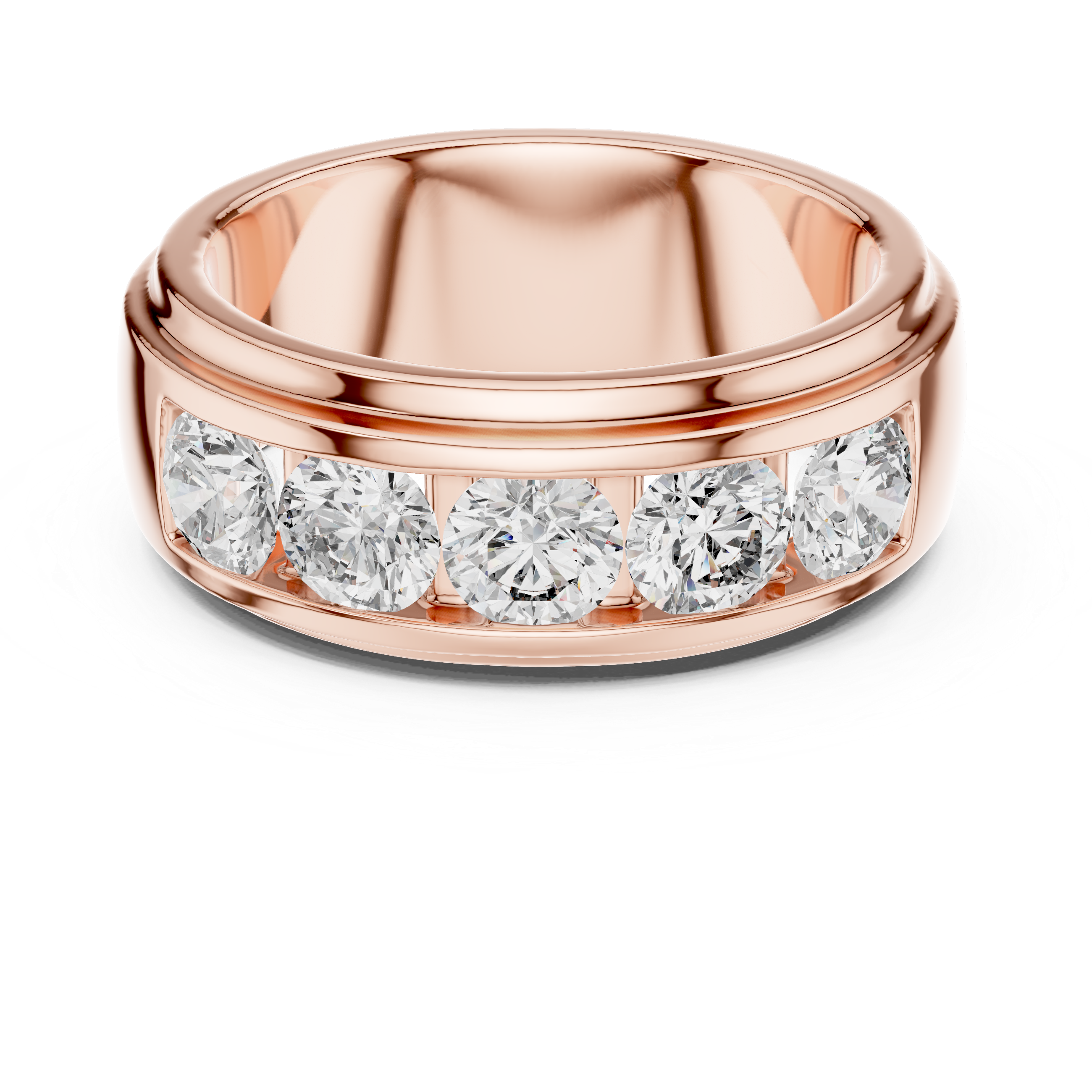 5-Stone Channel-Set Wide Diamond Band