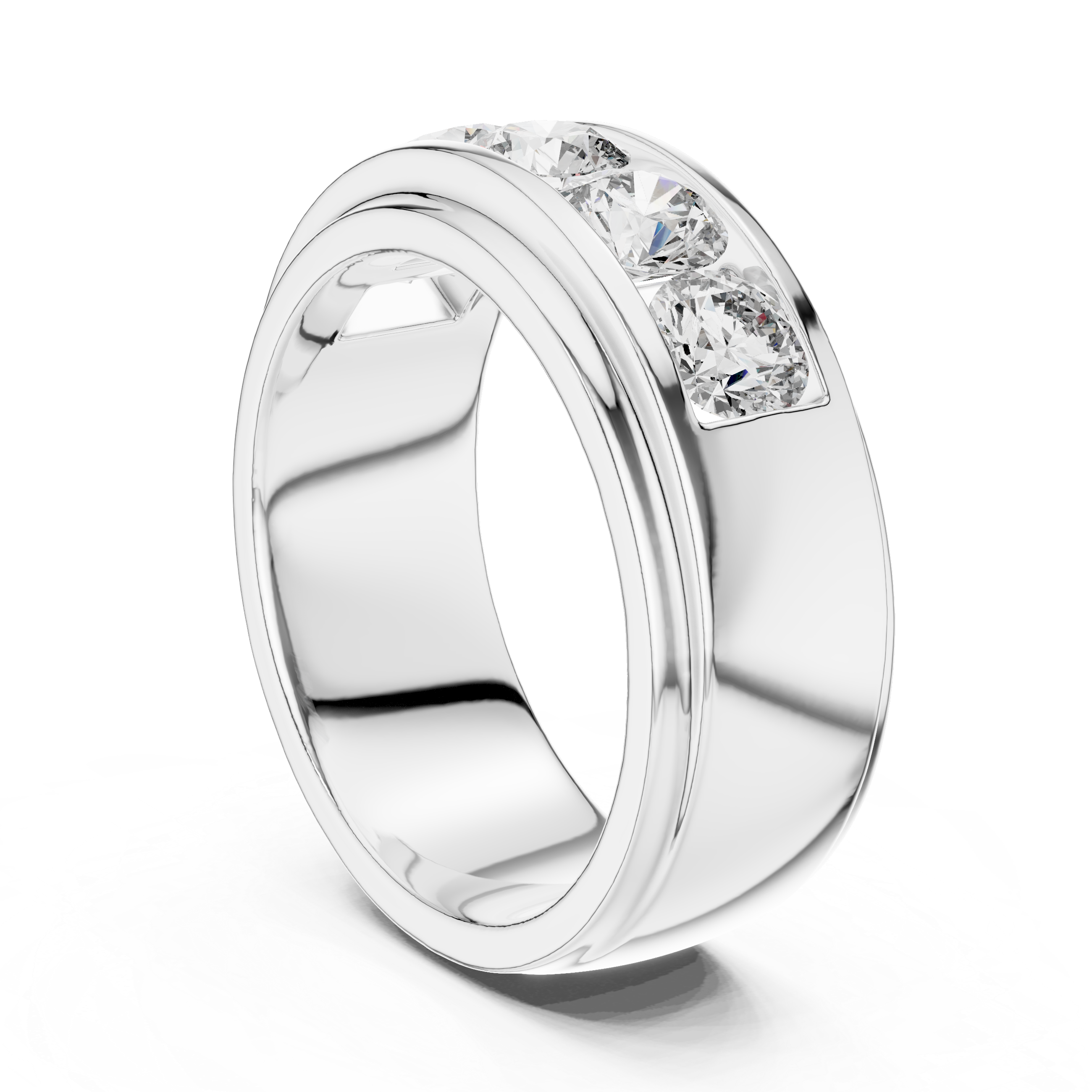 5-Stone Channel-Set Wide Diamond Band