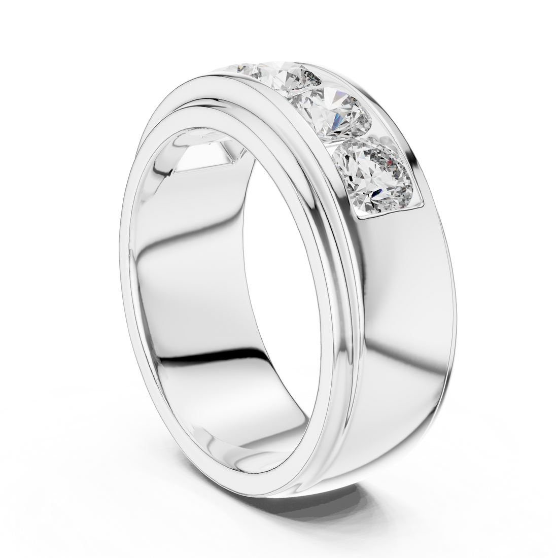 5-Stone Channel-Set Wide Diamond Band