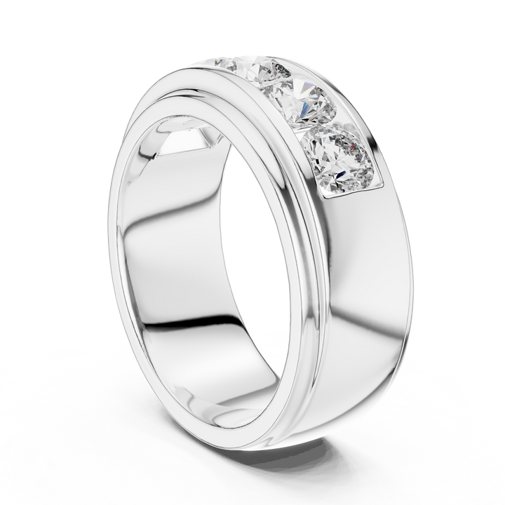 5-Stone Channel-Set Wide Diamond Band