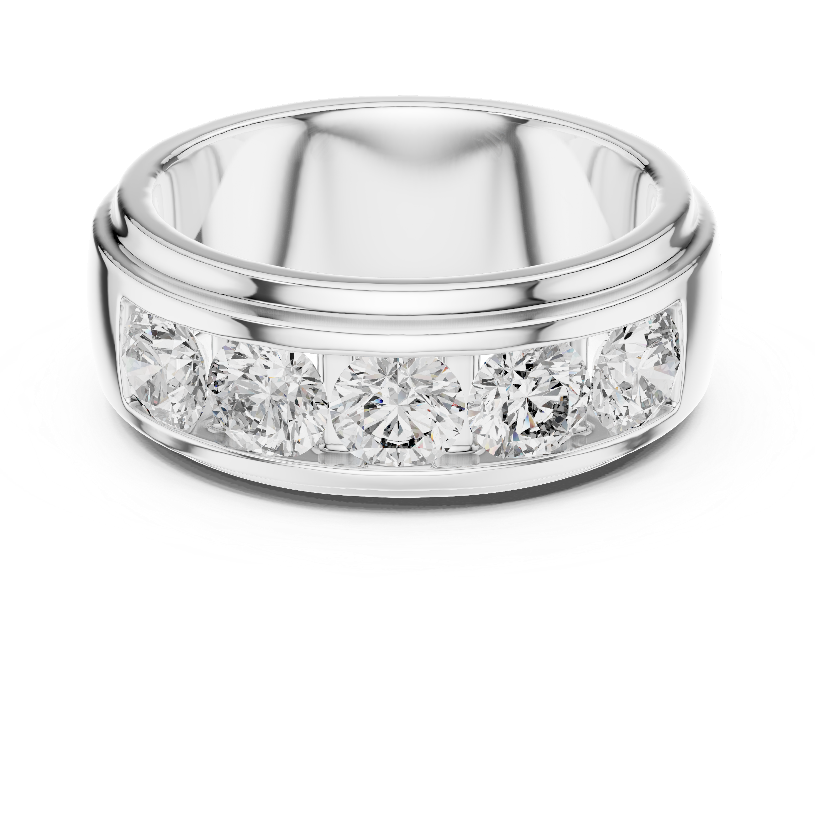 5-Stone Channel-Set Wide Diamond Band