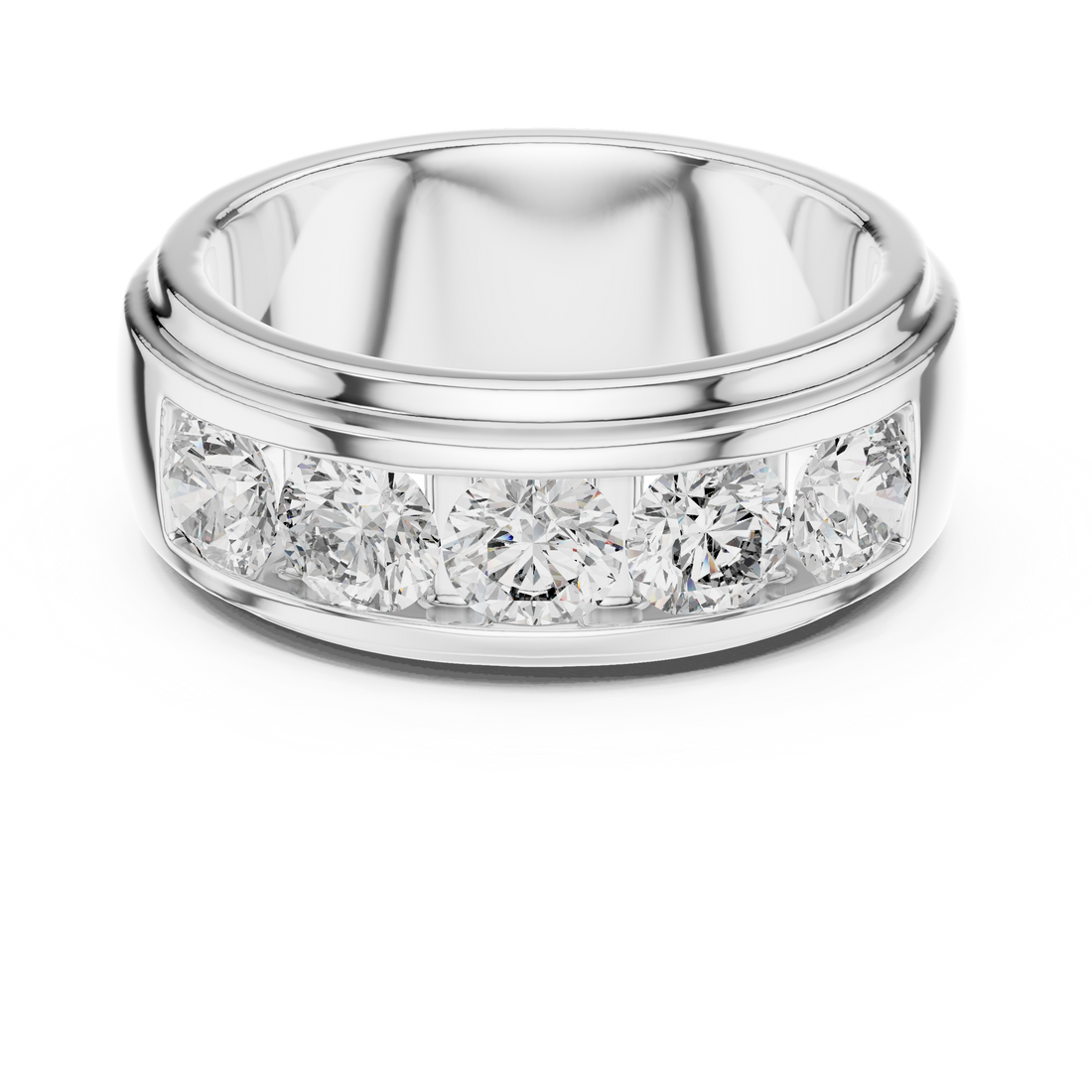 5-Stone Channel-Set Wide Diamond Band