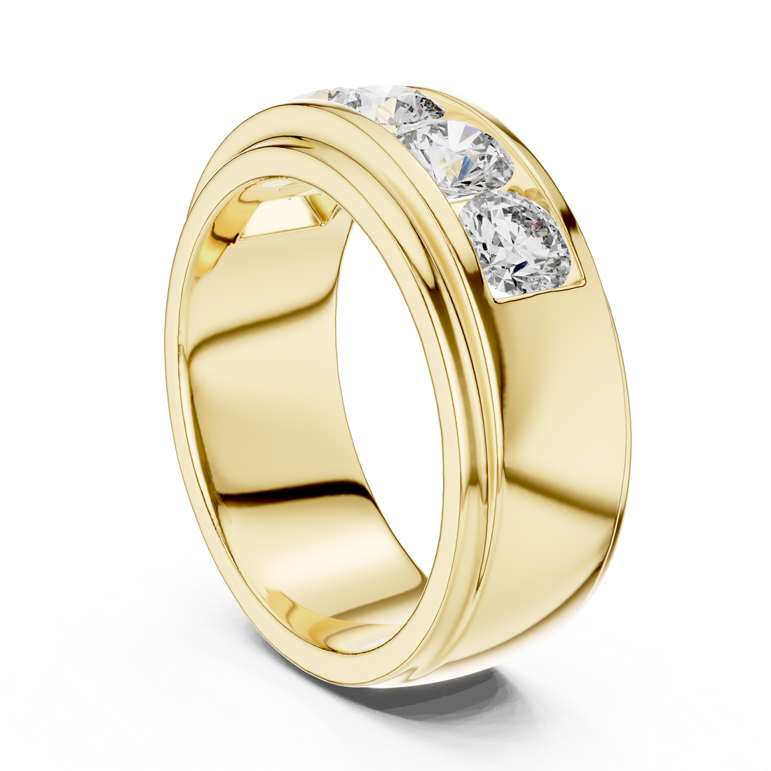 5-Stone Channel-Set Wide Diamond Band