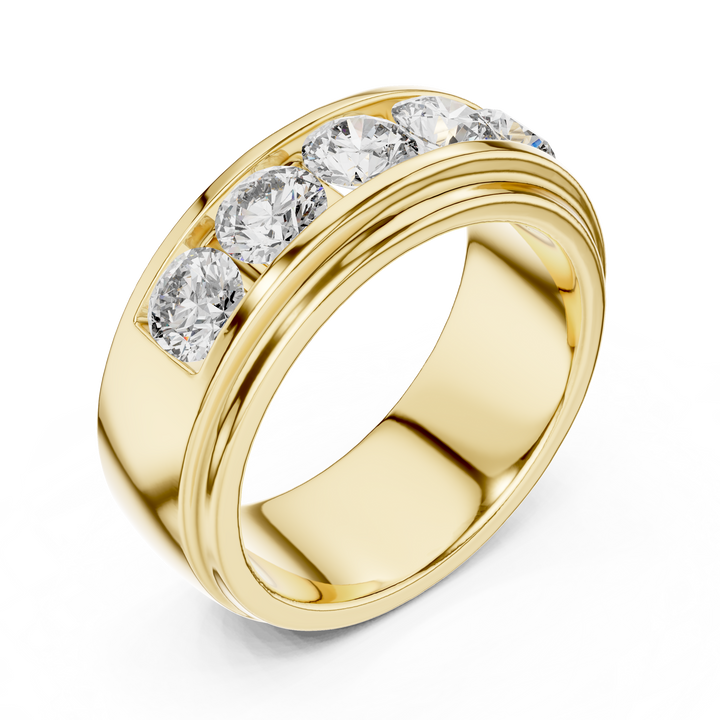 5-Stone Channel-Set Wide Diamond Band