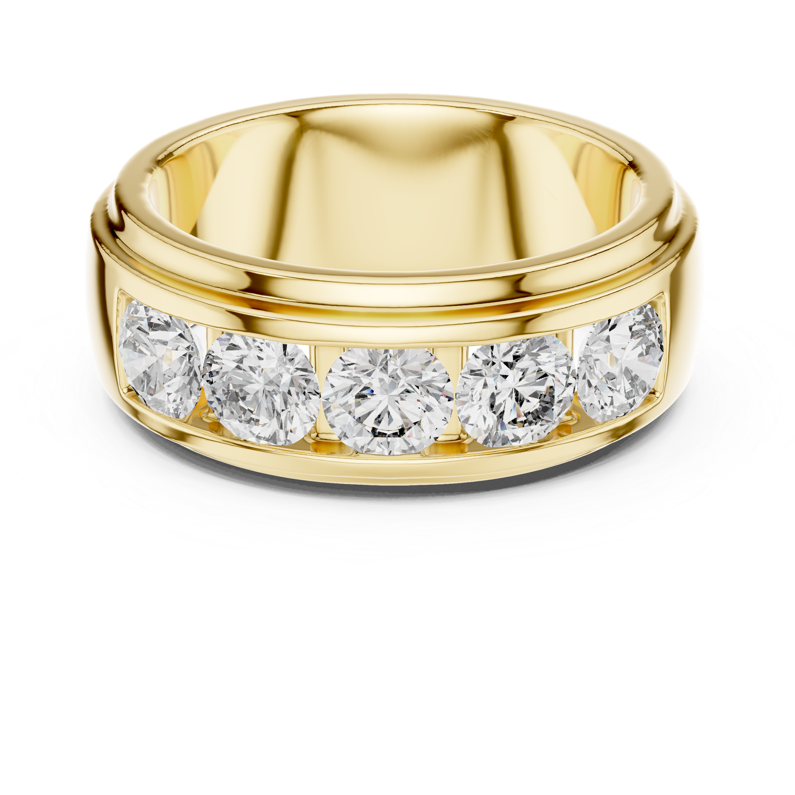 5-Stone Channel-Set Wide Diamond Band