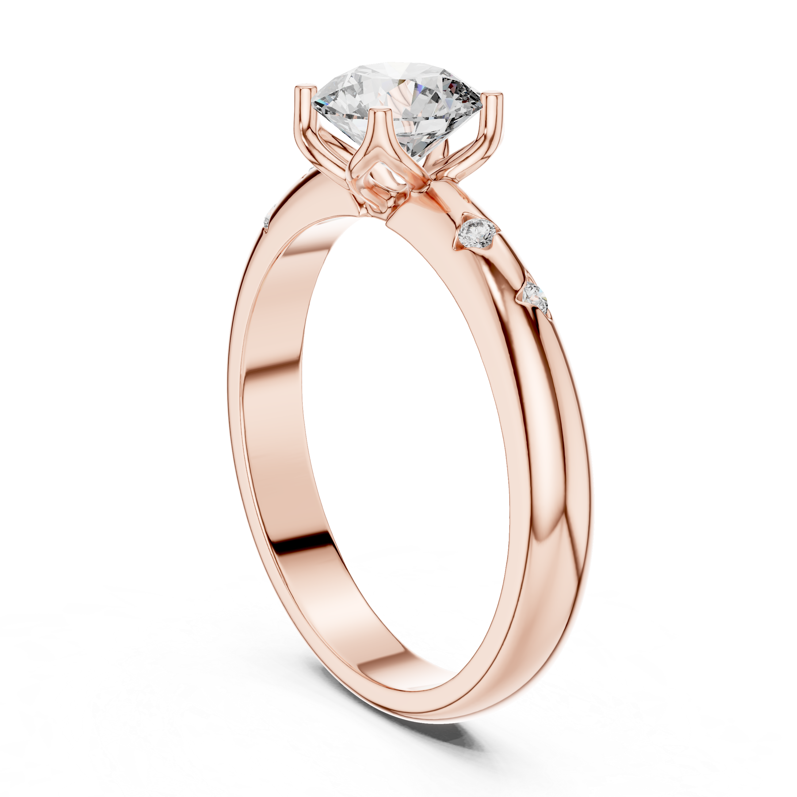 Solitaire Engagement Ring with Bezel-Set Accent Stones